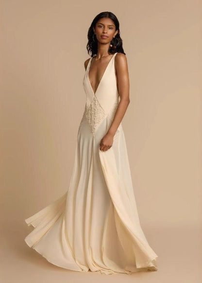 Celestia - Backless Maxi Dress with Lace Waist Detail