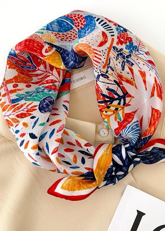 Colorburst Muse - Abstract Red Satin Square Scarf