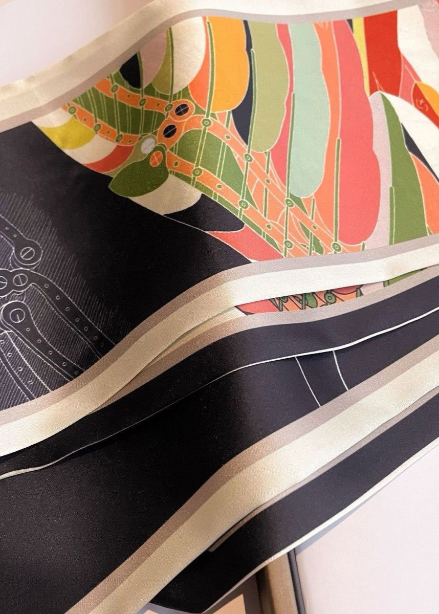 Circuit Flow - Long Satin Graphic Scarf