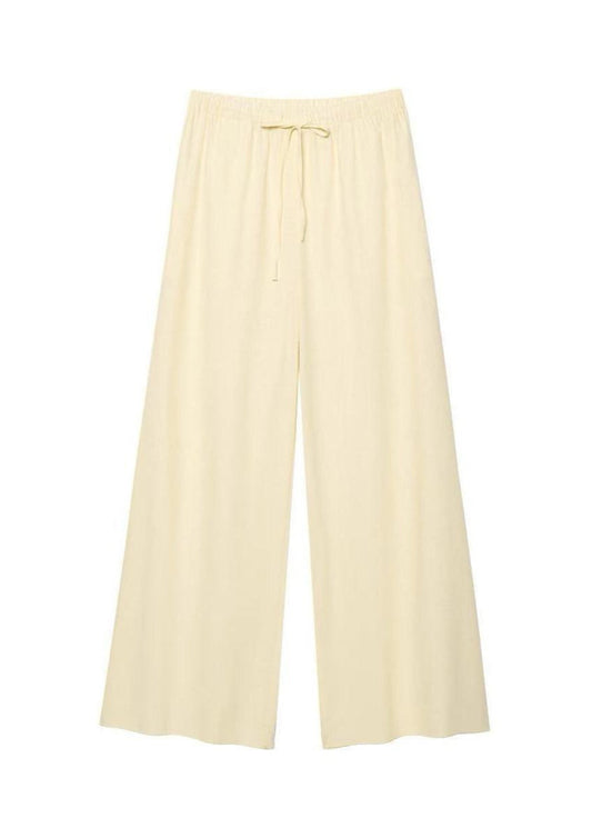 Limonetta - Scalloped Tie-Front Blouse & Wide-Leg Pants Set