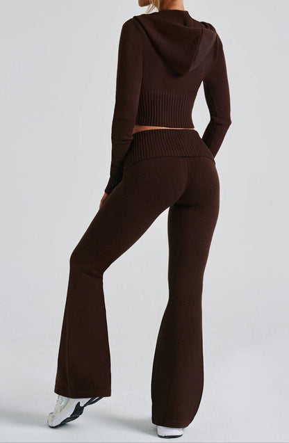 María Paula Knit Hoodie - Chocolate