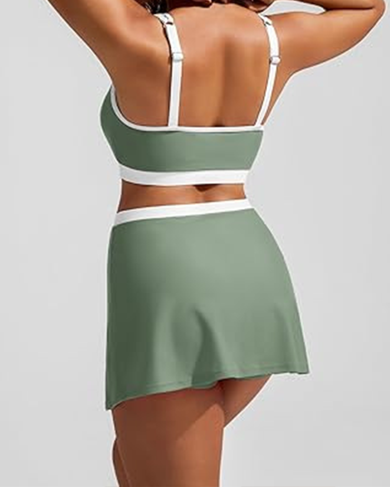 Suspenders Split Type Swimsuit