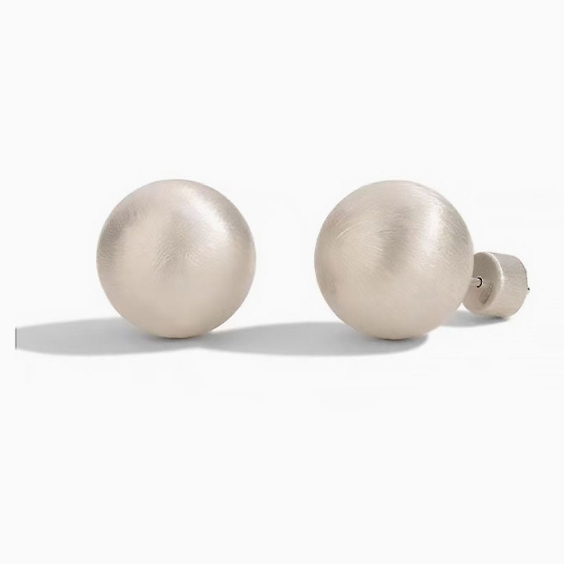 Brushed Satin Finish Sterling Silver Ball Stud Earrings