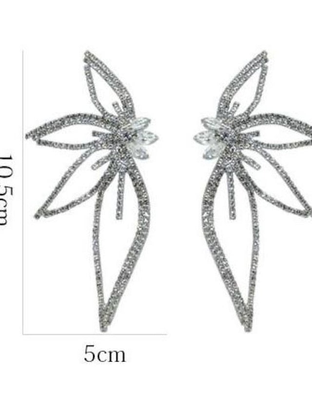 1 Pair Rhinestone Alloy Leaf Statement Earrings For Party Evening Daily for Women