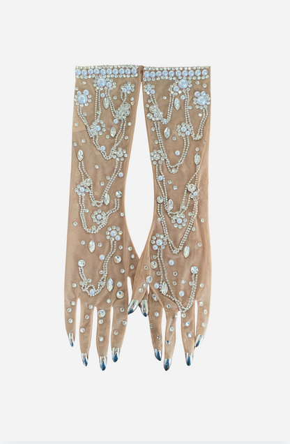 Sparkly Crystal Pearl Gloves