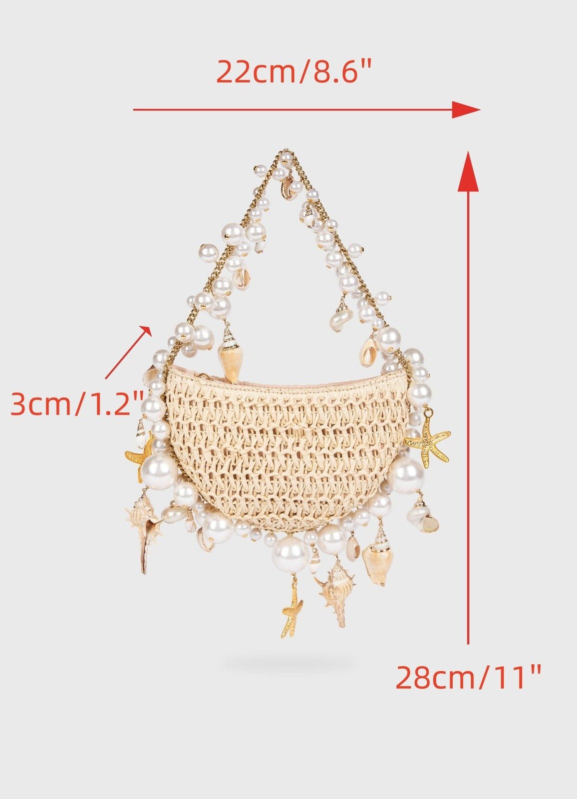 Bolso hobo de paja con perlas Sea Wonder 