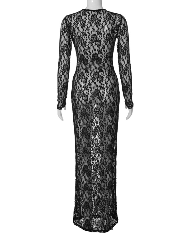 Hollow Lace Maxi Dress