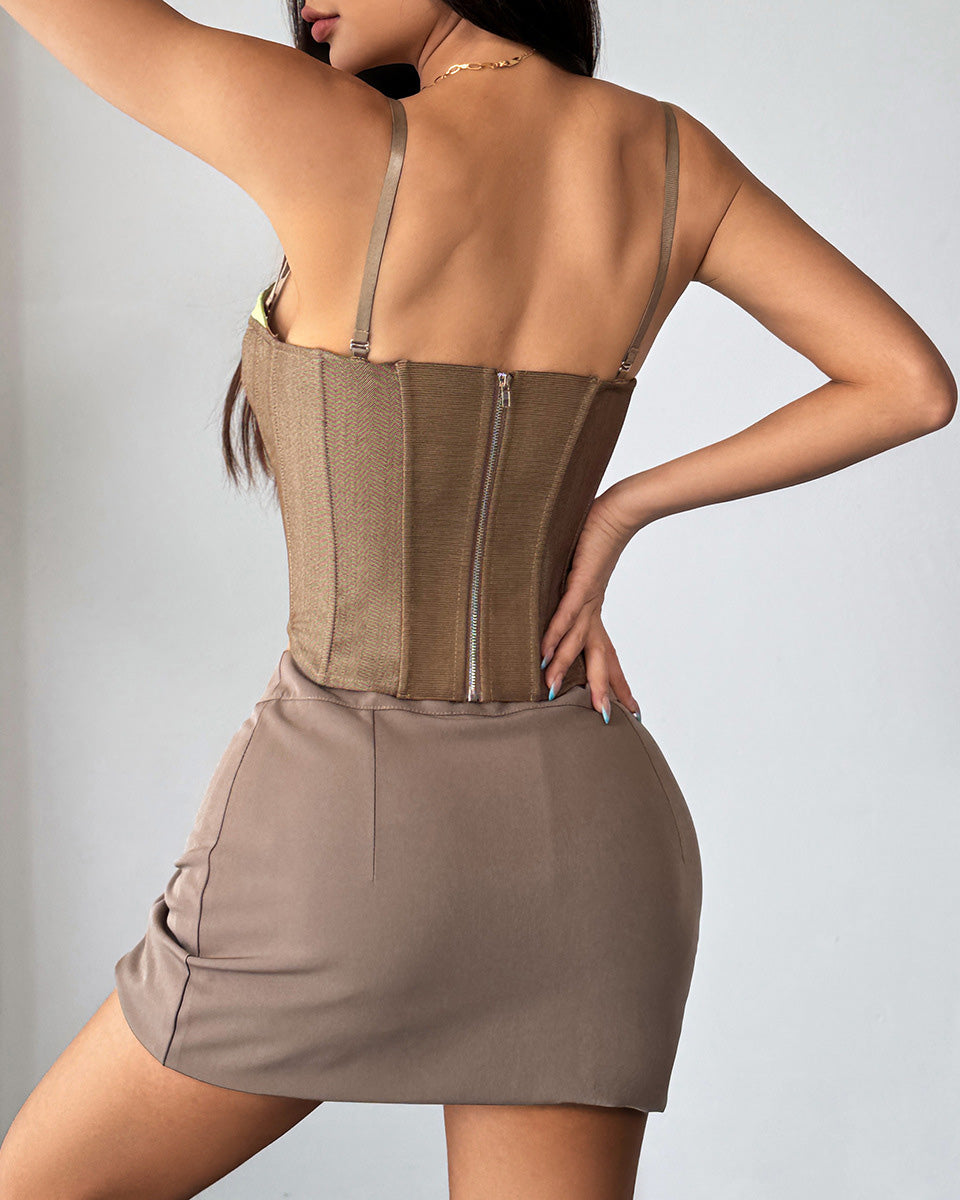 Contrast Color Herringbone Vest