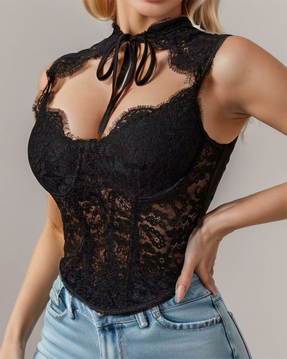 Fishbone Lace Halter Top