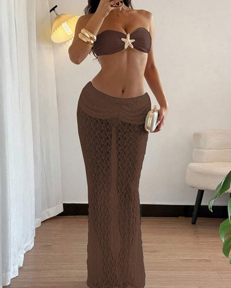 Bandeau Lace Skirt Set