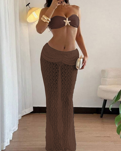 Bandeau Lace Skirt Set