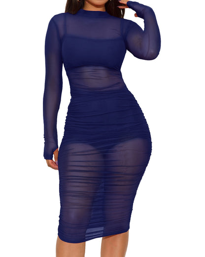 Mesh See-Through Three-Piece Suit