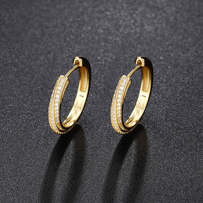 Pave Moissanite Round Cut Sterling Silver Hinge Hoop Earrings