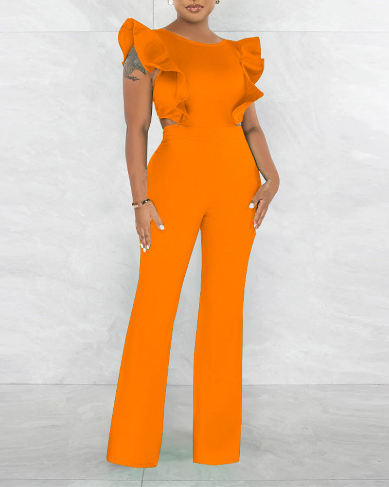 Ruffled Round Neck Jumpsuit