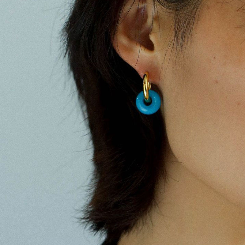 Two Tone 18K Gold Plated Hinge Double Hoop Earrings