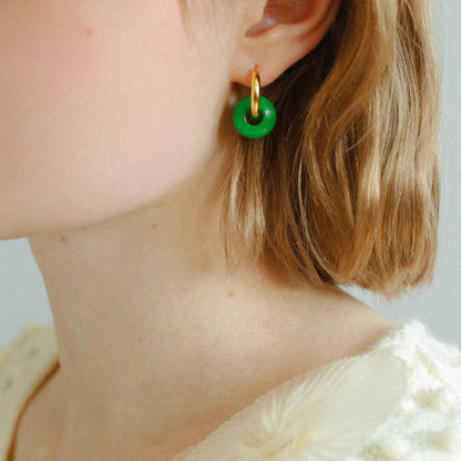 Two Tone 18K Gold Plated Hinge Double Hoop Earrings