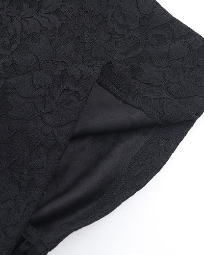 Slim Fit Lace Square Neck Tie Waist Skirt