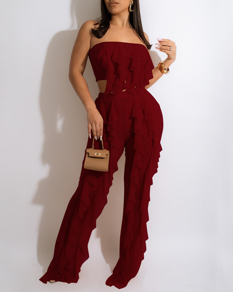 Bandeau Patchwork Pants Suit