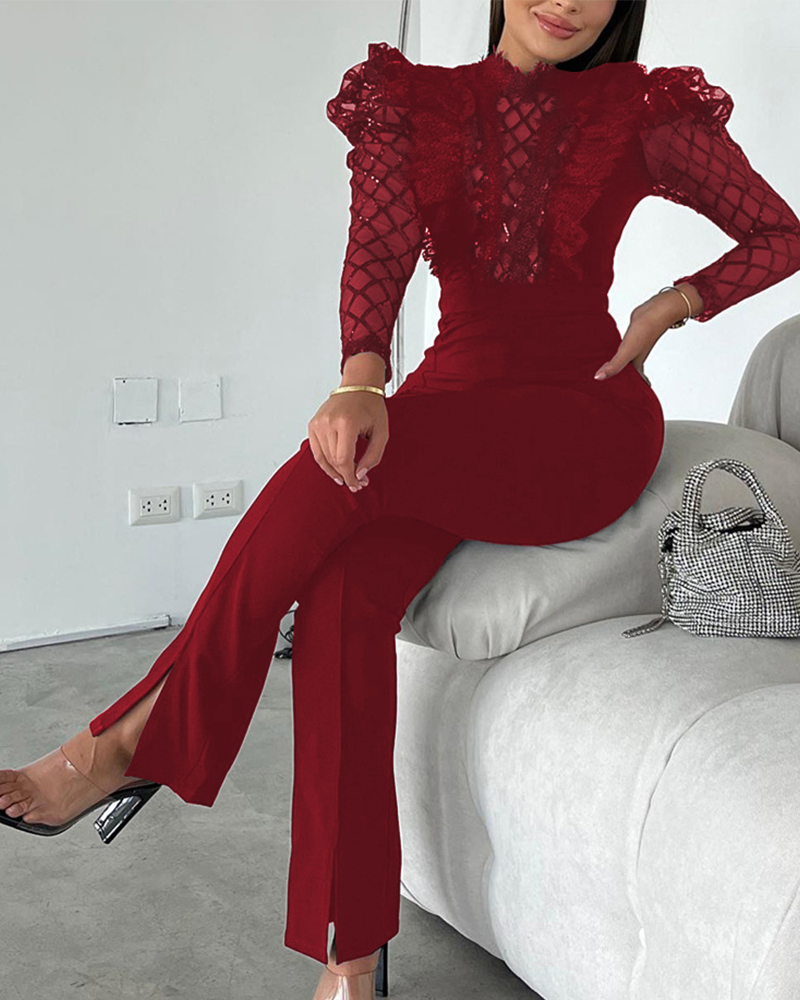 Beaded Lace Split Jumpsuit