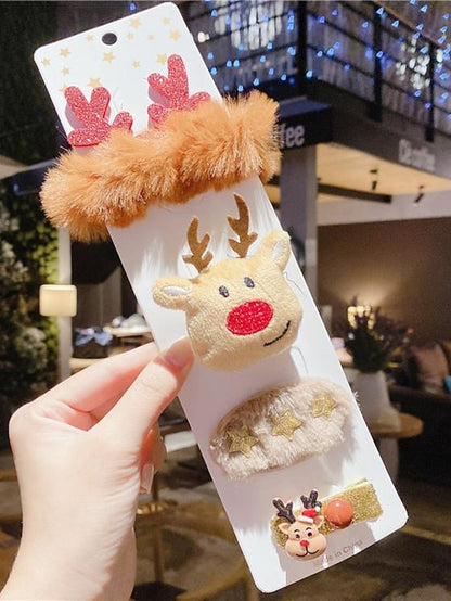 1PC Girls' Hair Accessory Set For Christmas Fabric Christmas elk set of four santa claus set of four Four-piece Christmas elk pop ring for Women