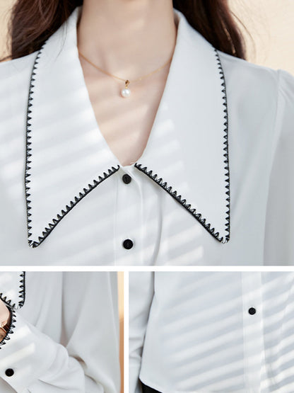 Elva Casual Doll Collar Blouse-Black