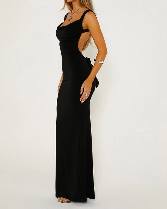 Sexy Halter Backless Bow Slim Fit Hip Dress