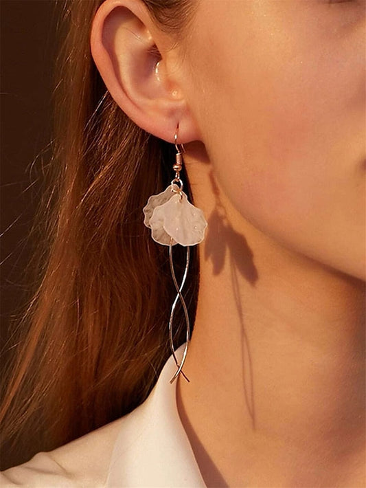 1 Pair Drop Earrings For Party Evening Prom Date Alloy Tassel Fringe Petal for Women