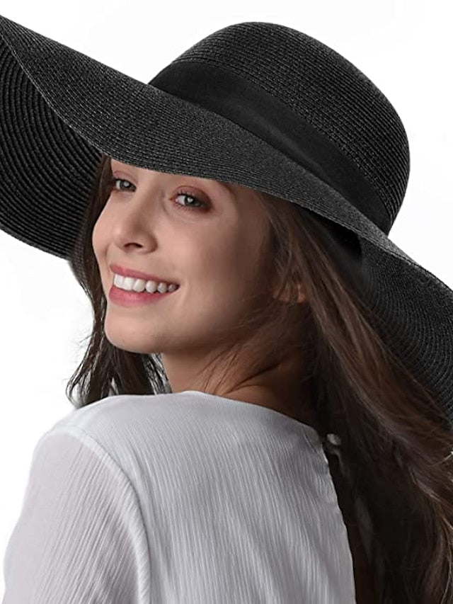 1 PC Sun Straw Hat Wide Brim UPF 50 Summer Hat Foldable Roll up Floppy Beach Hats for Women for Women