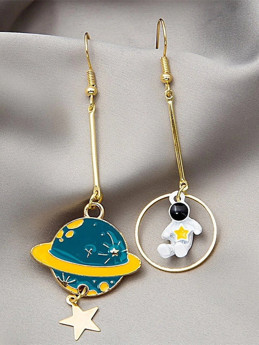 1 Pair Drop Earrings Mismatch Earrings For Street Gift Prom Alloy Monogram Fashion Moon Star for Women