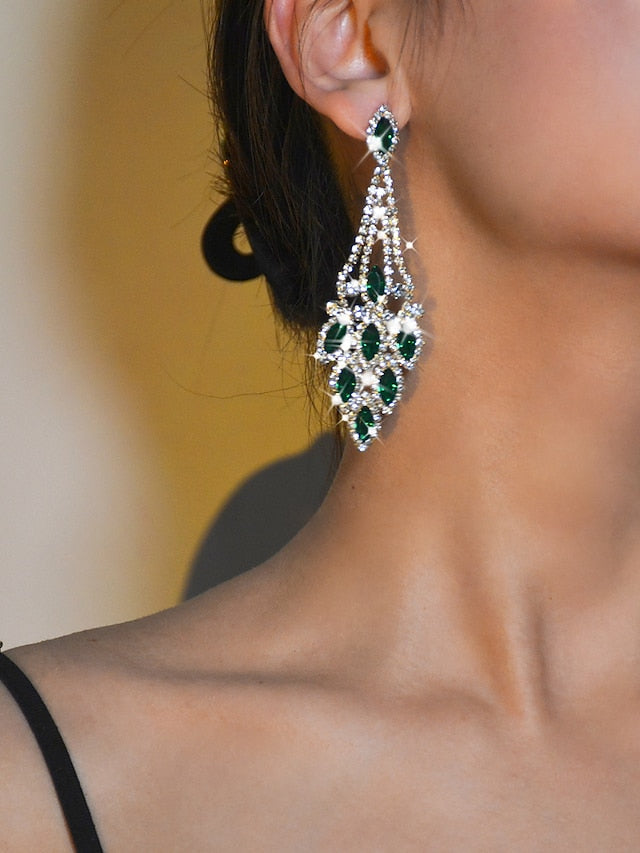 1 Pair Dangle Earrings Crystal Earrings For Cubic Zirconia Wedding Party Evening Daily Acrylic Rhinestone Chandelier for Women