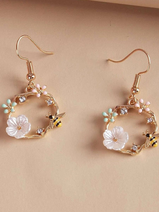 1 Pair Drop Earrings For Birthday Gift Prom Alloy Classic Petal for Women
