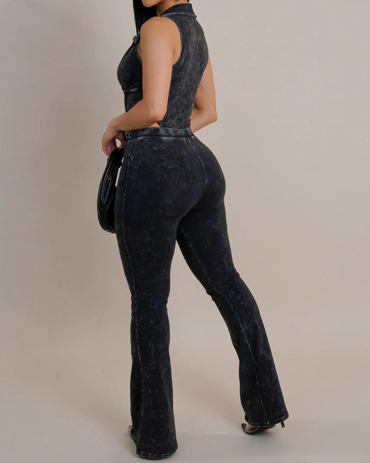 Washed Distressed Line Stitching Suit