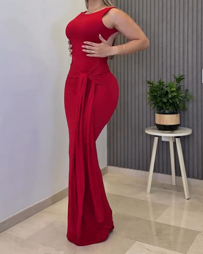 Lace-Up Slim-Fit Hip Dress (Pre-Sale)