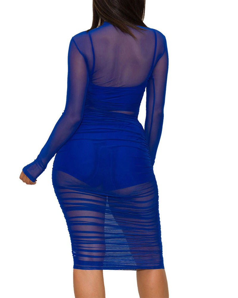 Mesh See-Through Three-Piece Suit