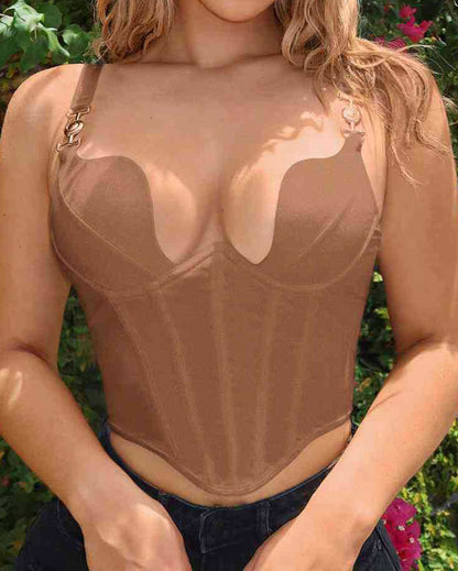 Shell-Shaped Bra Clip Straps Herringbone Waist Tank Top