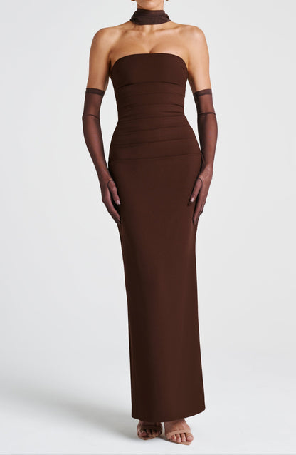 Ana Sofía Maxi Dress- Plum Brown