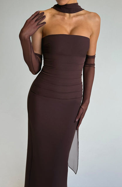 Ana Sofía Maxi Dress- Plum Brown