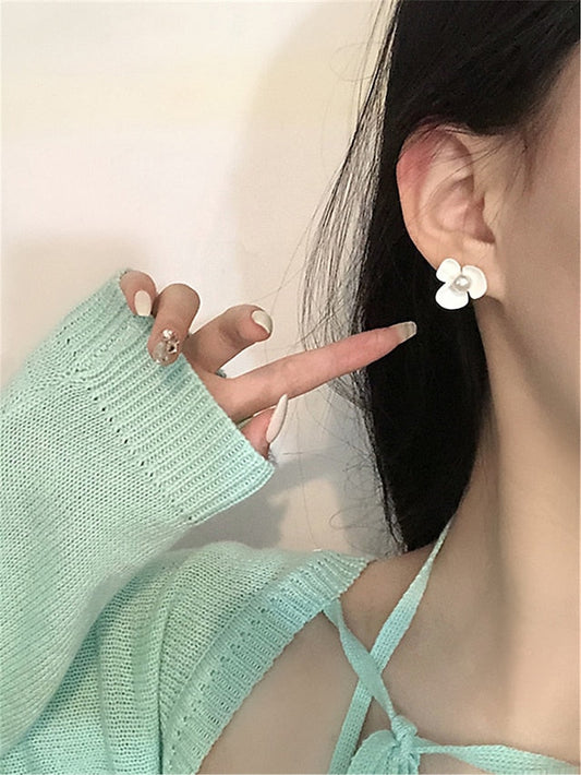 1 Pair Drop Earrings For Party Evening Gift Prom Alloy Classic Petal for Women