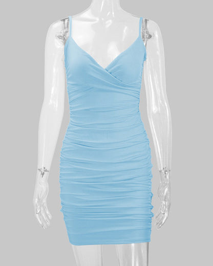 Deep V Suspender Mini Dress