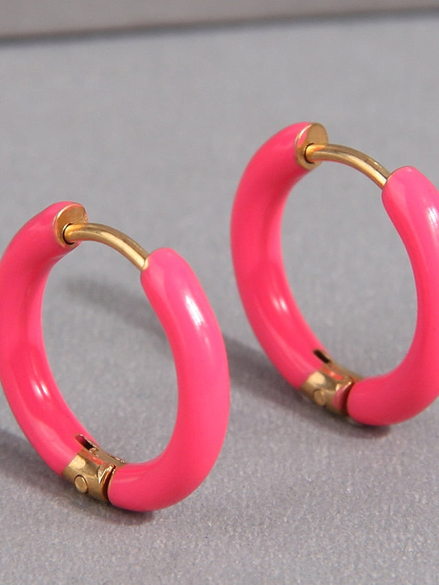 1 Pair Hoop Earrings Earrings For Office Work Daily Stainless Steel Circle Fashion for Women